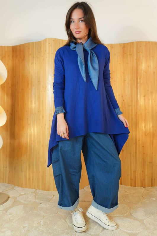 Mabel Dip Side Stretch Fine Knit Lapis /30=